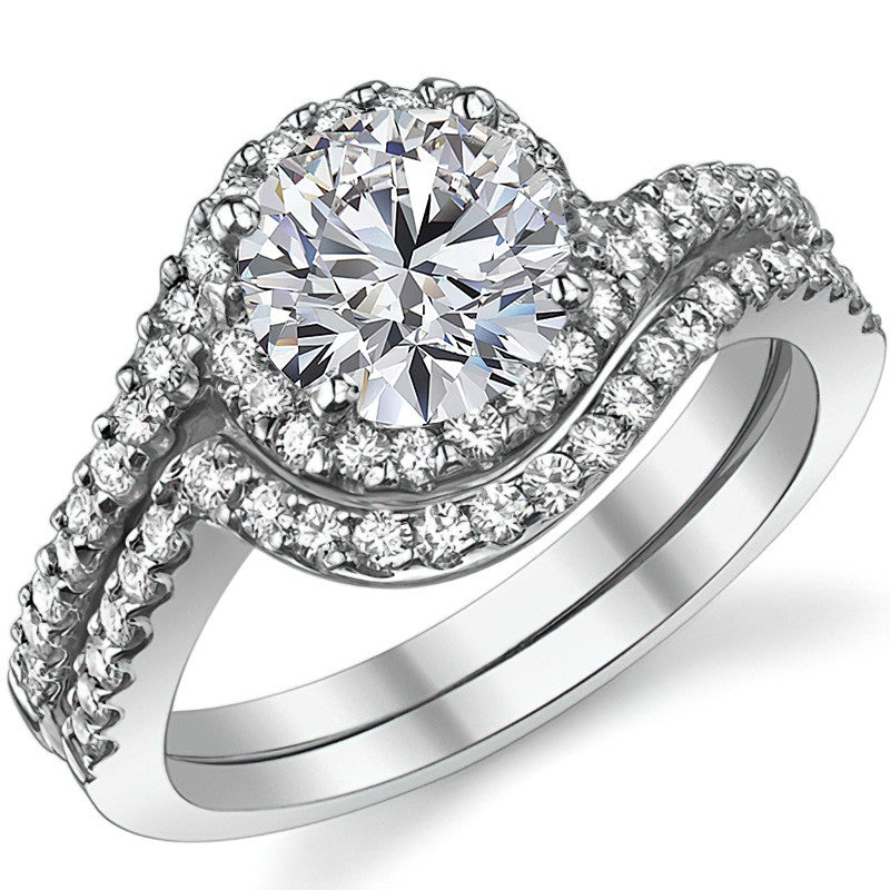 Round Bypass Style Moissanite Engagement Ring