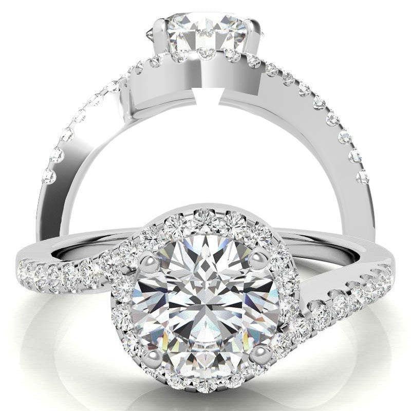 Round Bypass Style Moissanite Engagement Ring