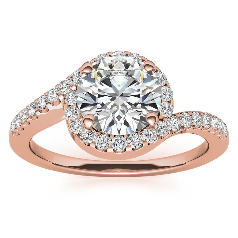 Round Bypass Style Moissanite Engagement Ring