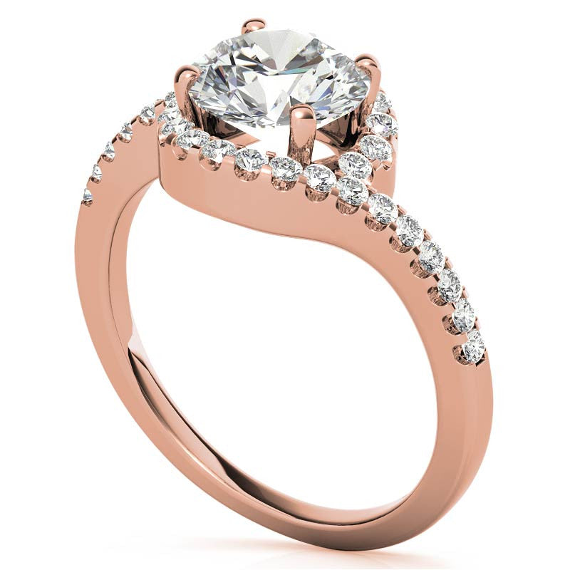 Round Bypass Style Moissanite Engagement Ring