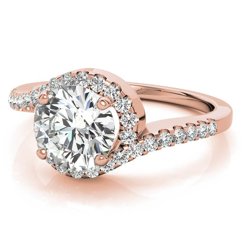 Round Bypass Style Moissanite Engagement Ring