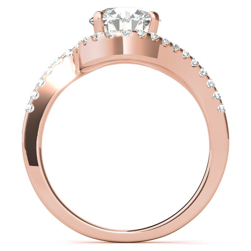 Round Bypass Style Moissanite Engagement Ring