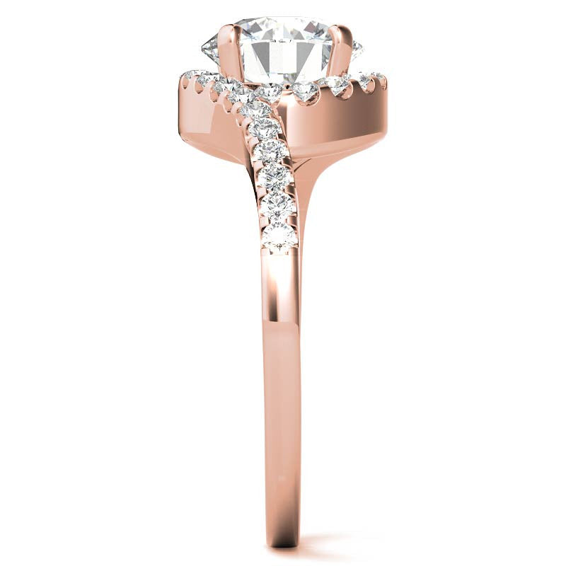 Round Bypass Style Moissanite Engagement Ring