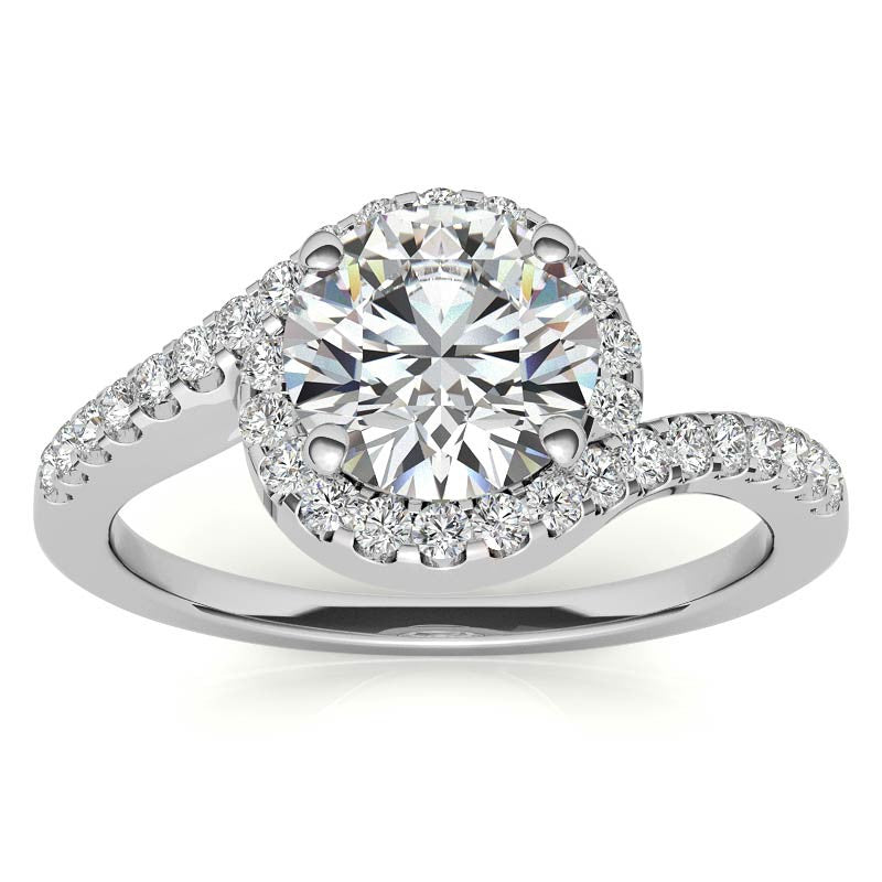 Round Bypass Style Moissanite Engagement Ring