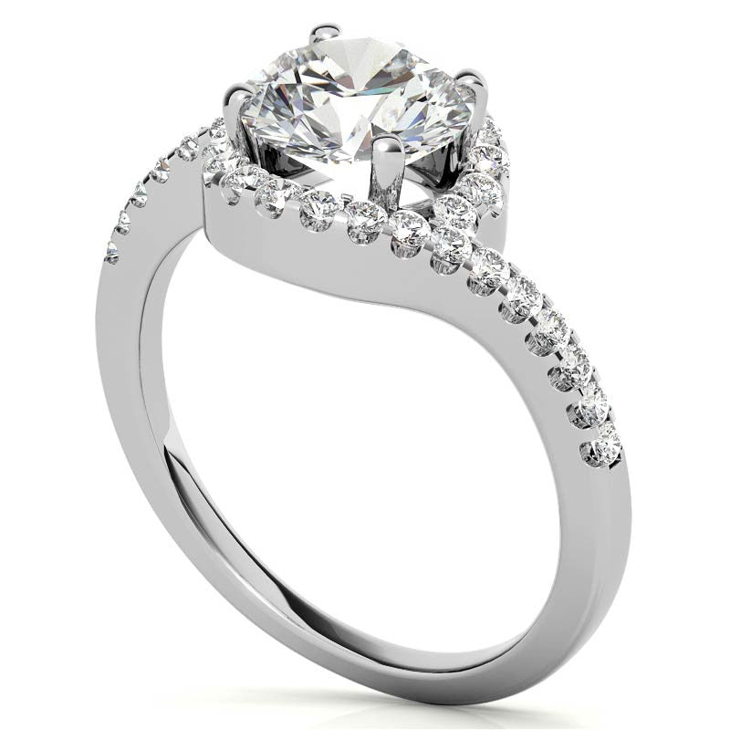 Round Bypass Style Moissanite Engagement Ring