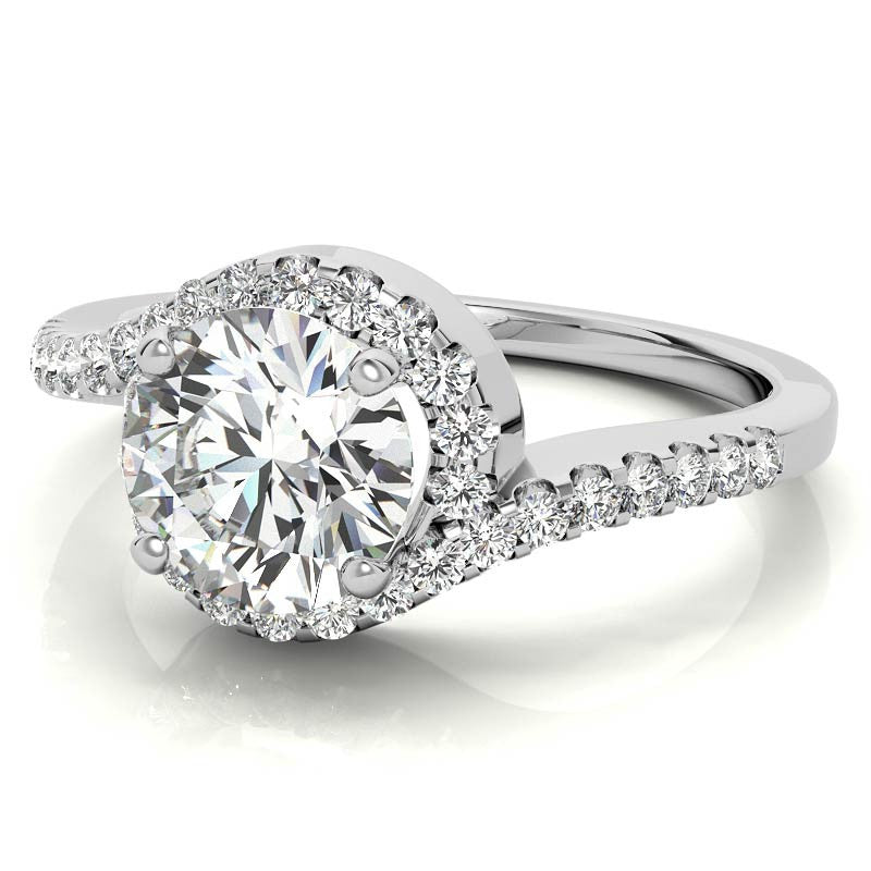 Round Bypass Style Moissanite Engagement Ring