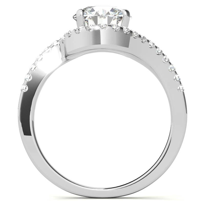 Round Bypass Style Moissanite Engagement Ring