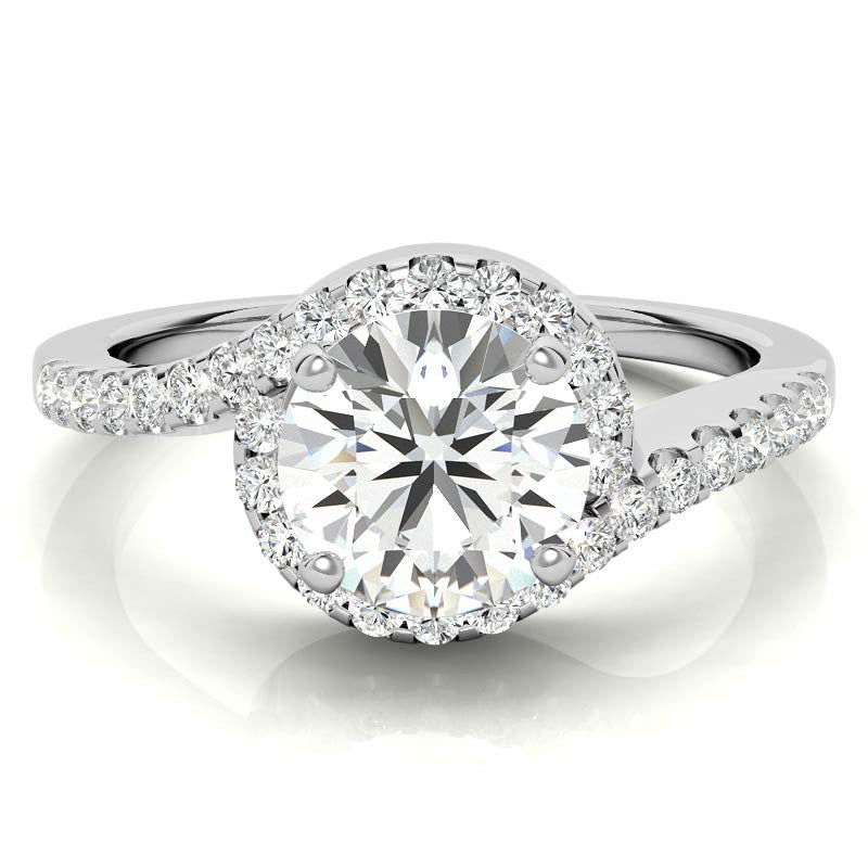 Round Bypass Style Moissanite Engagement Ring