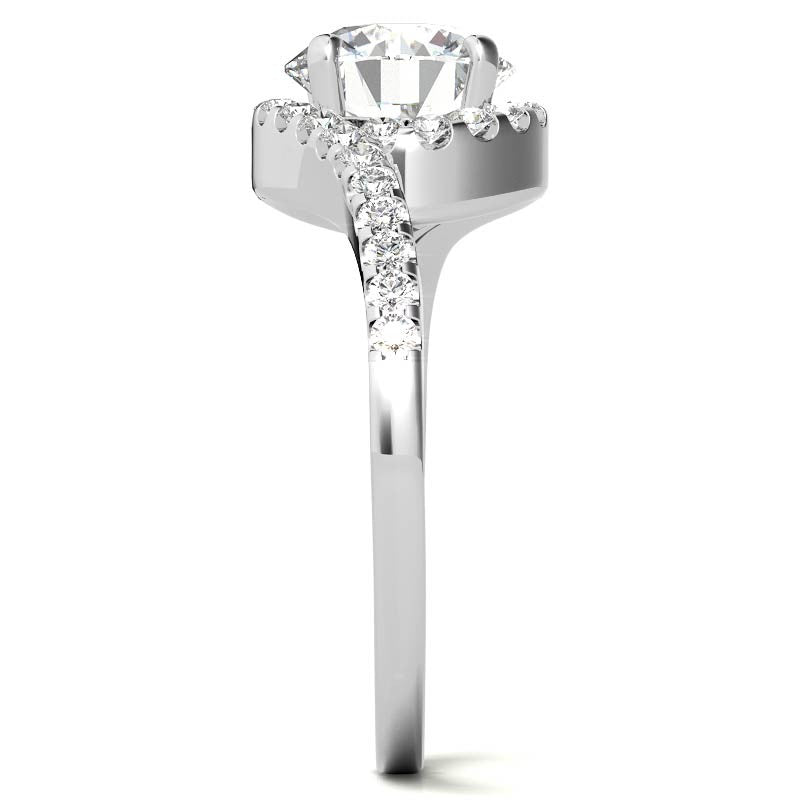 Round Bypass Style Moissanite Engagement Ring