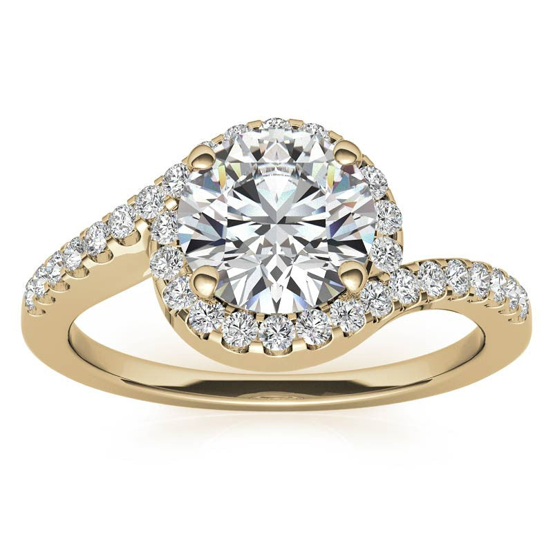 Round Bypass Style Moissanite Engagement Ring