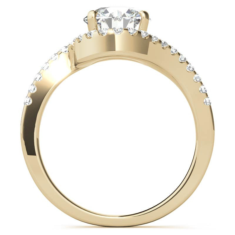 Round Bypass Style Moissanite Engagement Ring