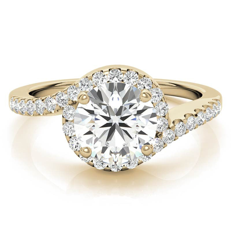 Round Bypass Style Moissanite Engagement Ring