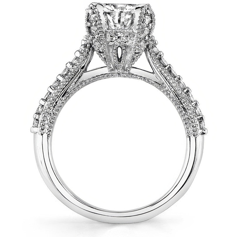 Antique Tulip Round Brilliant Moissanite Engagement Ring