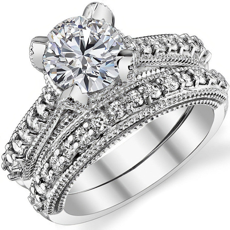 Antique Tulip Round Brilliant Moissanite Engagement Ring