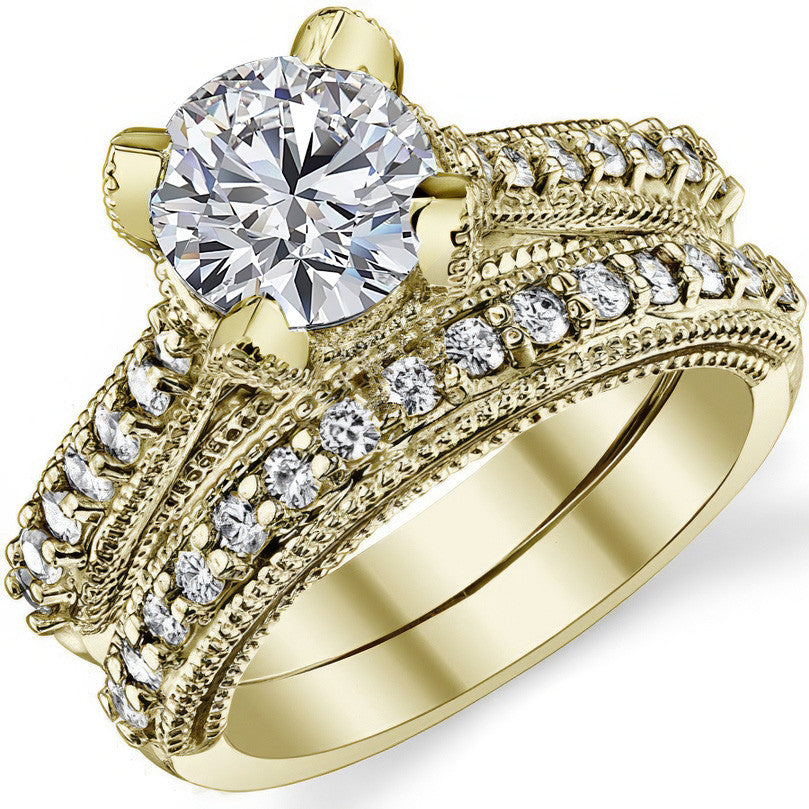 Antique Tulip Round Brilliant Moissanite Engagement Ring
