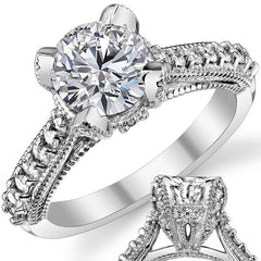 Antique Tulip Round Brilliant Moissanite Engagement Ring