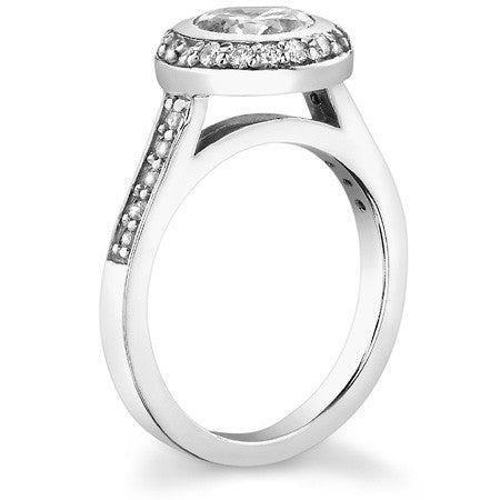 Round Bezel Halo Moissanite Engagement Ring