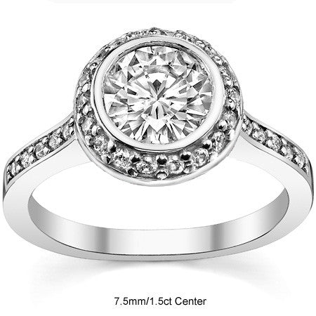 Round Bezel Halo Moissanite Engagement Ring