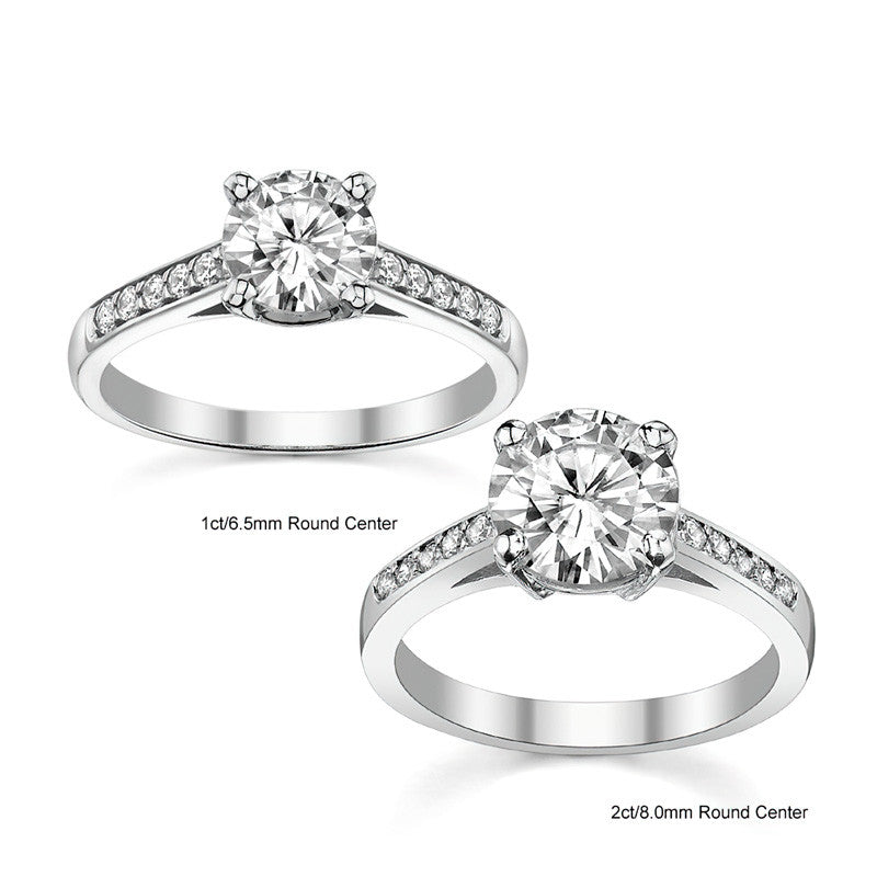 Round Cathedral Style Moissanite Engagement Ring