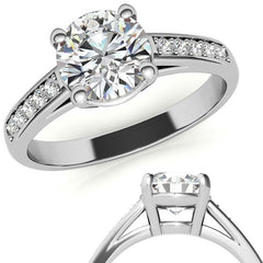 Round Cathedral Style Moissanite Engagement Ring