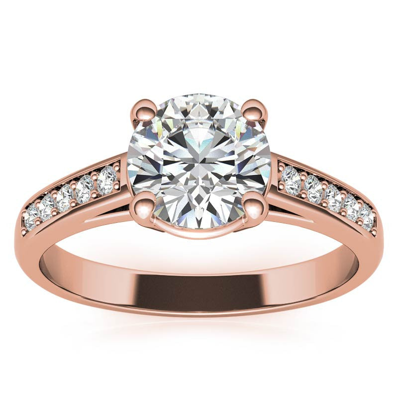 Round Cathedral Style Moissanite Engagement Ring