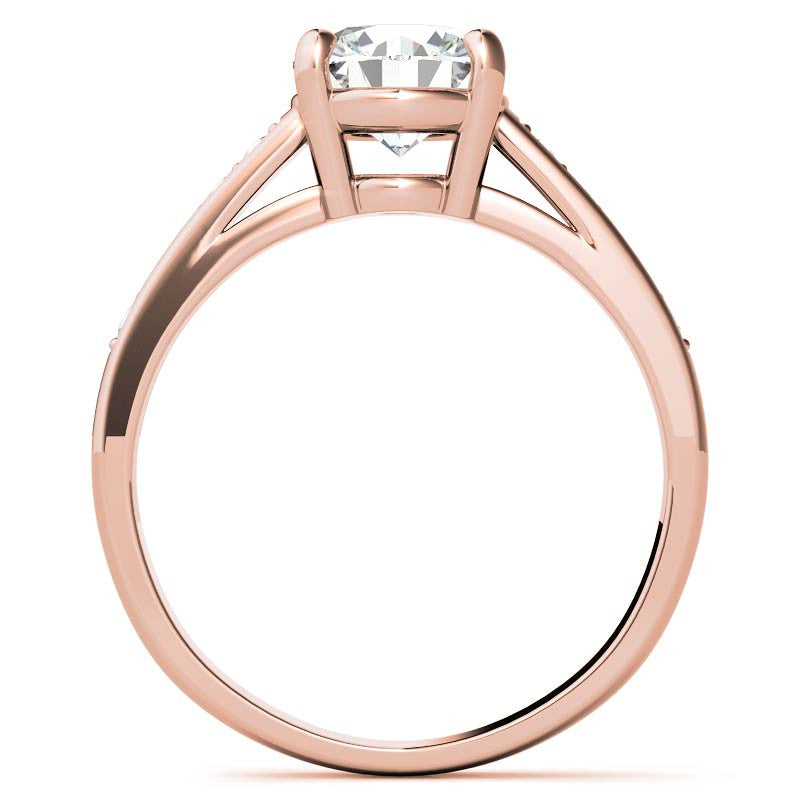 Round Cathedral Style Moissanite Engagement Ring