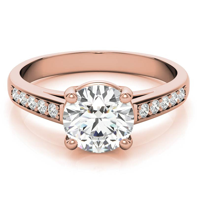 Round Cathedral Style Moissanite Engagement Ring