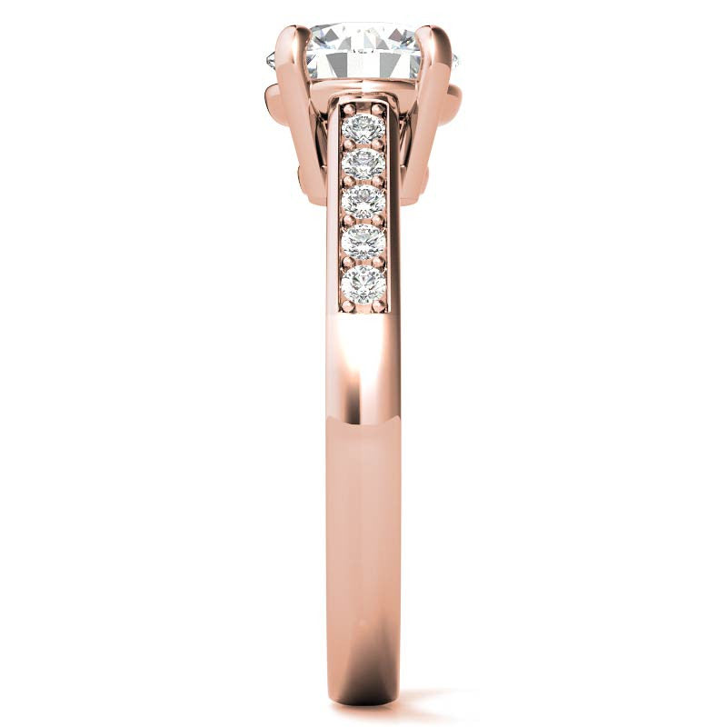 Round Cathedral Style Moissanite Engagement Ring