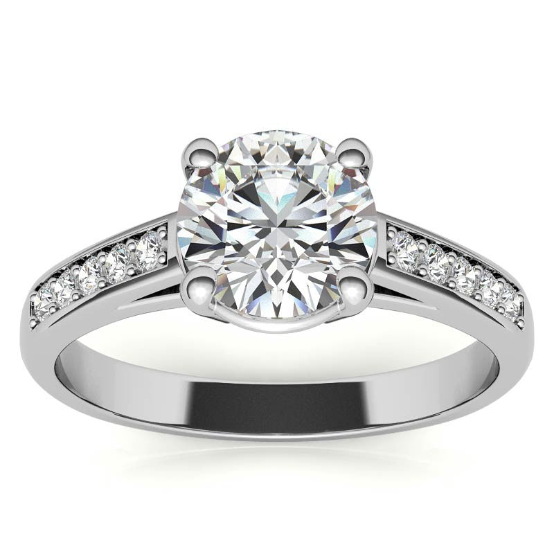 Round Cathedral Style Moissanite Engagement Ring