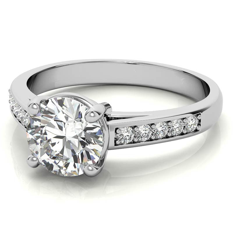 Round Cathedral Style Moissanite Engagement Ring