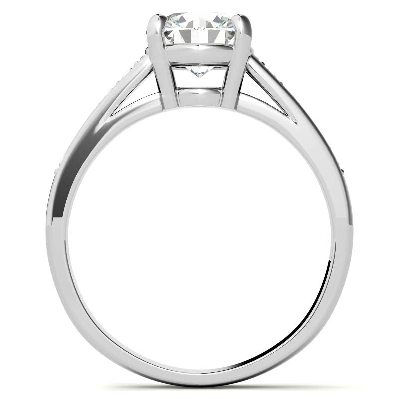Round Cathedral Style Moissanite Engagement Ring