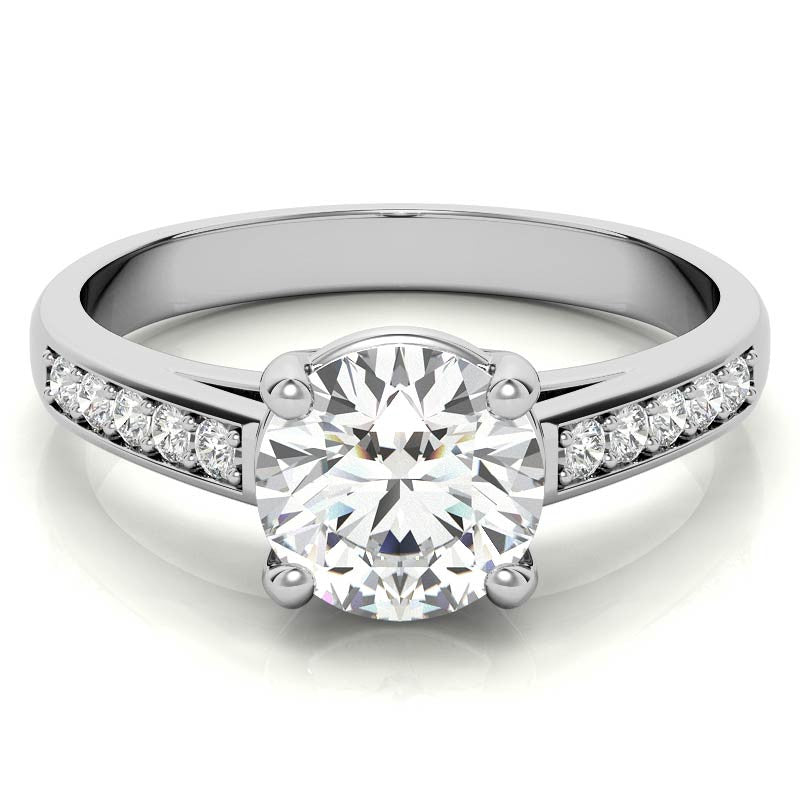 Round Cathedral Style Moissanite Engagement Ring