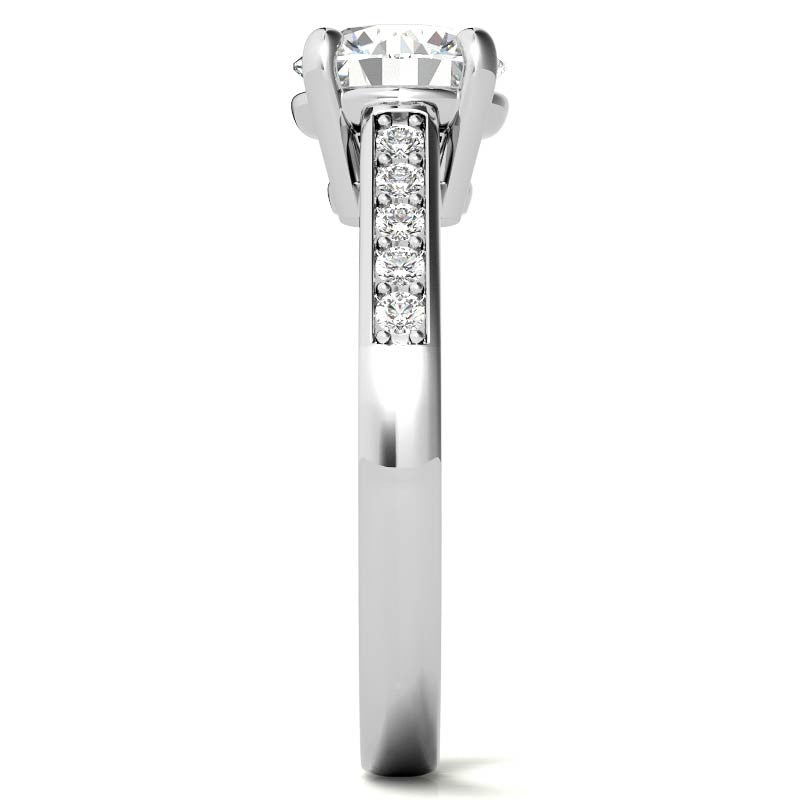 Round Cathedral Style Moissanite Engagement Ring