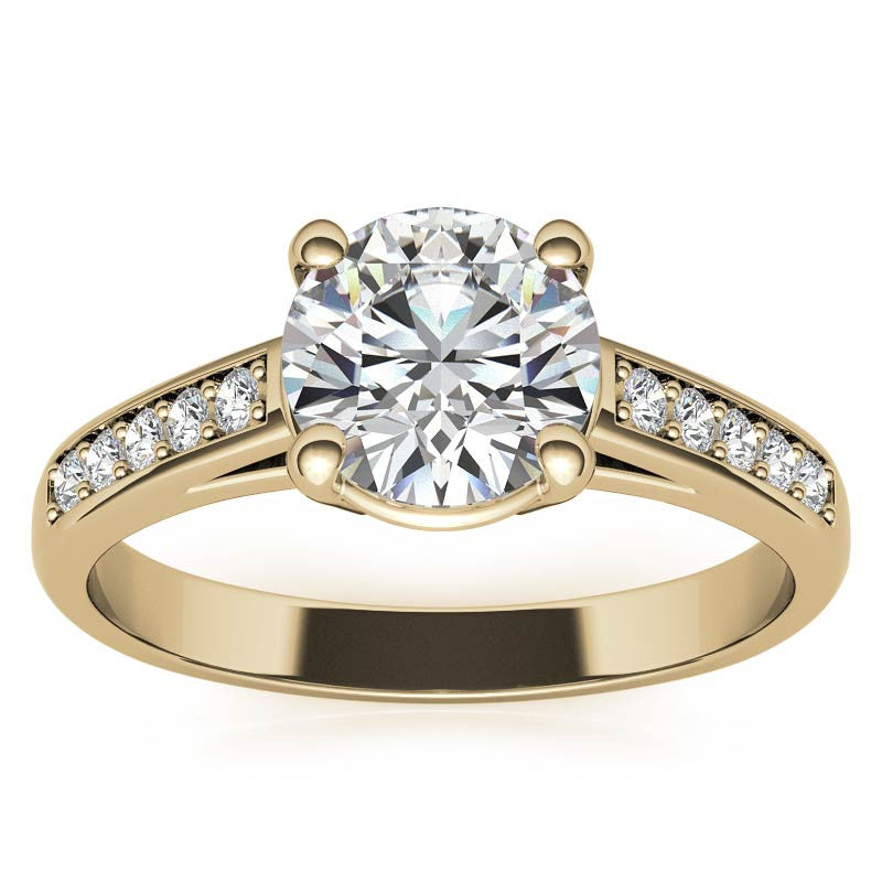 Round Cathedral Style Moissanite Engagement Ring