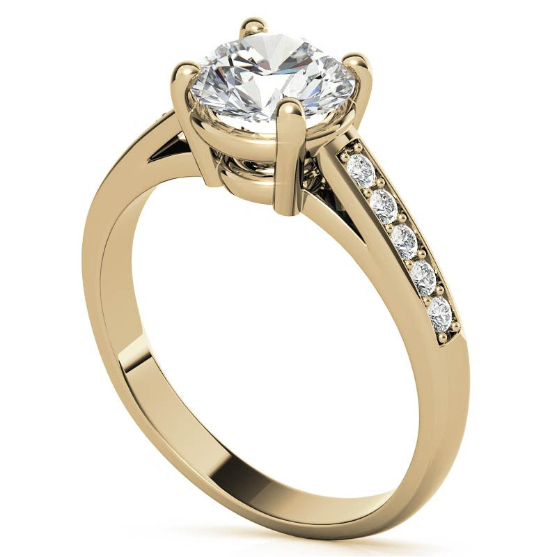 Round Cathedral Style Moissanite Engagement Ring