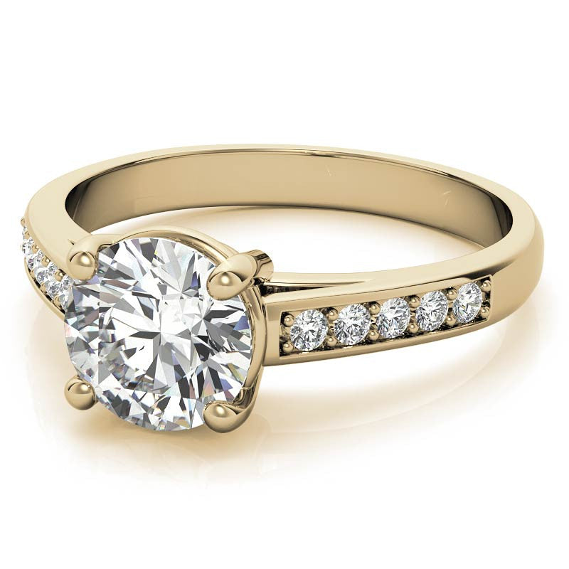 Round Cathedral Style Moissanite Engagement Ring