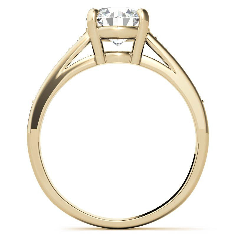 Round Cathedral Style Moissanite Engagement Ring
