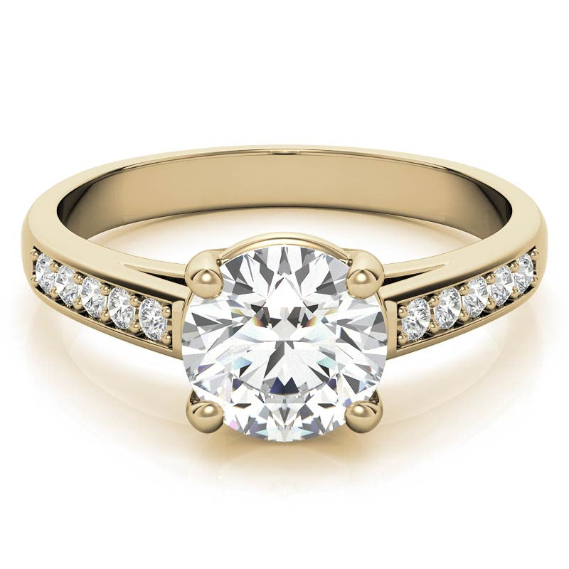 Round Cathedral Style Moissanite Engagement Ring