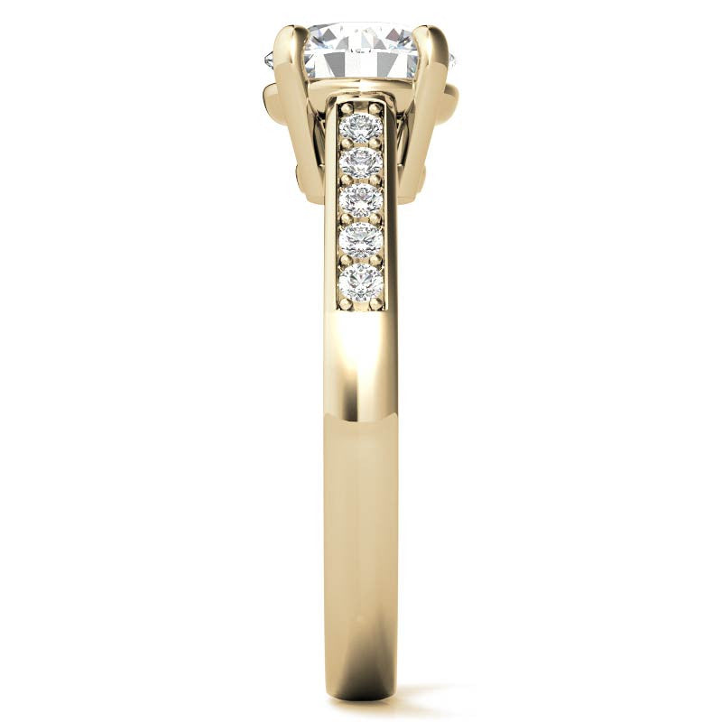 Round Cathedral Style Moissanite Engagement Ring