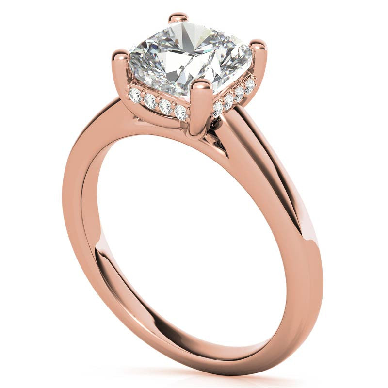 Cushion Moissanite Encircled Engagement Ring