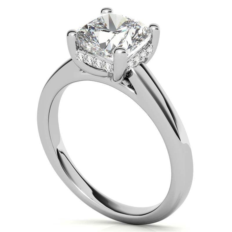 Cushion Moissanite Encircled Engagement Ring