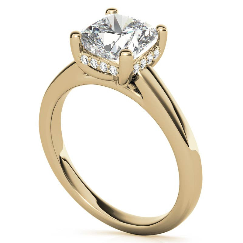Cushion Moissanite Encircled Engagement Ring