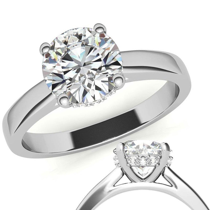 Round Encircled Moissanite Engagement Ring