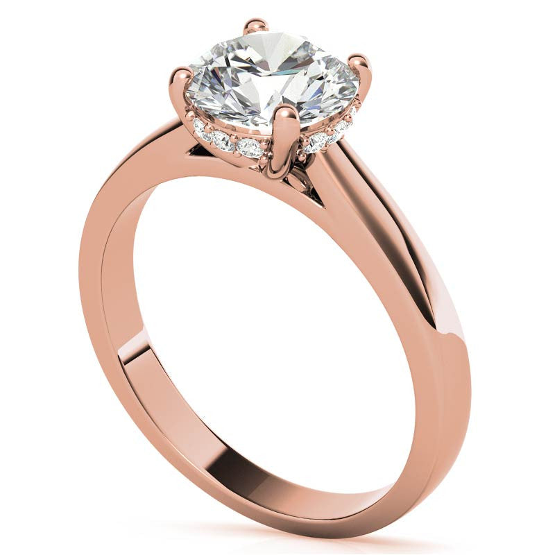 Round Encircled Moissanite Engagement Ring