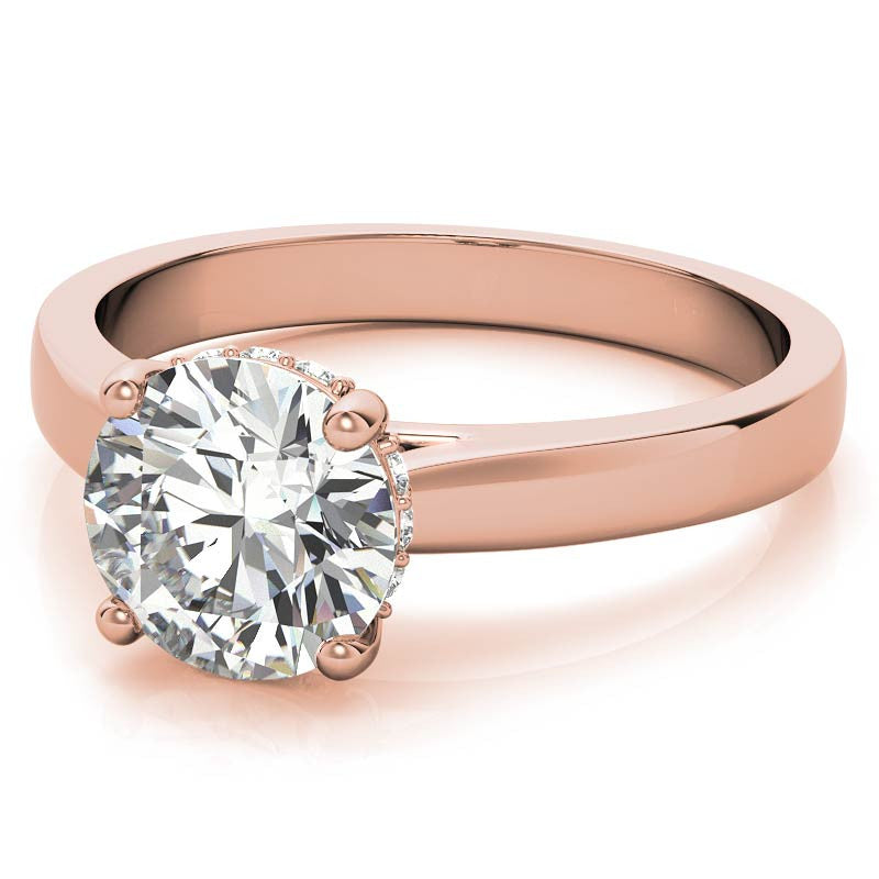 Round Encircled Moissanite Engagement Ring