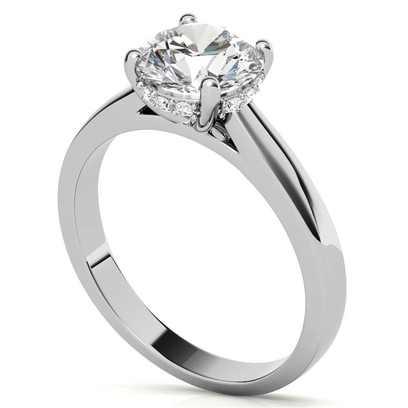 Round Encircled Moissanite Engagement Ring