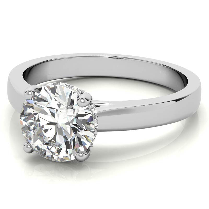Round Encircled Moissanite Engagement Ring