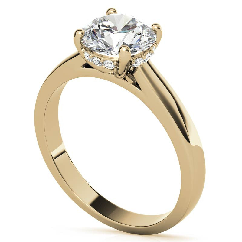 Round Encircled Moissanite Engagement Ring