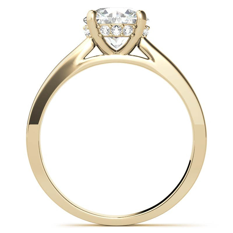 Round Encircled Moissanite Engagement Ring