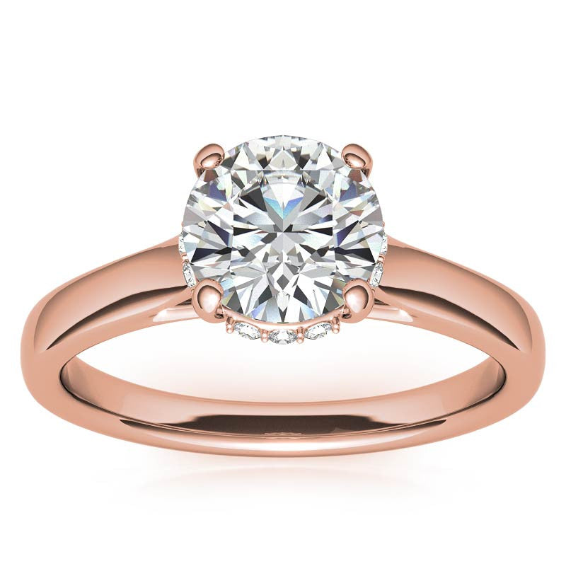 Round Pave Basket Moissanite Engagement Ring